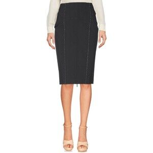 NWT Frankie Morello Women's Black Studs Stretch Back Zipper Pencil Skirt Sz 8/44